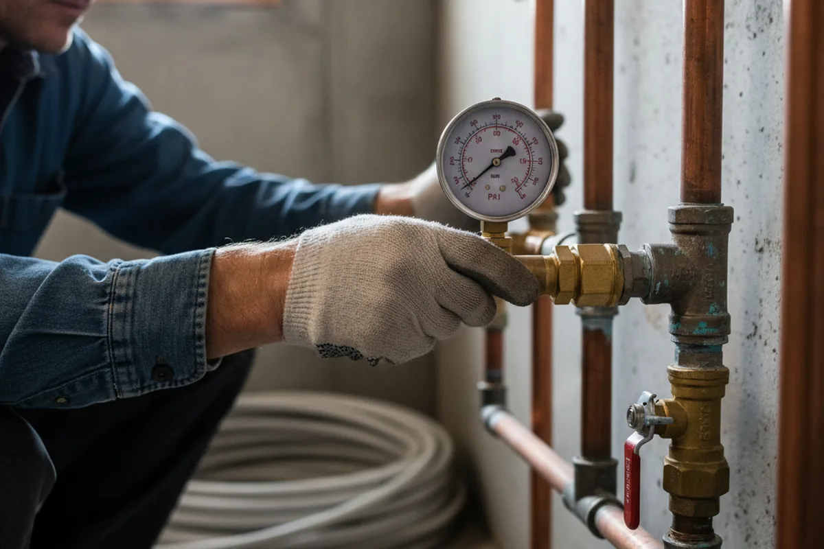 Pressure testing a repaired line during Water Line Repair in Boys Town
